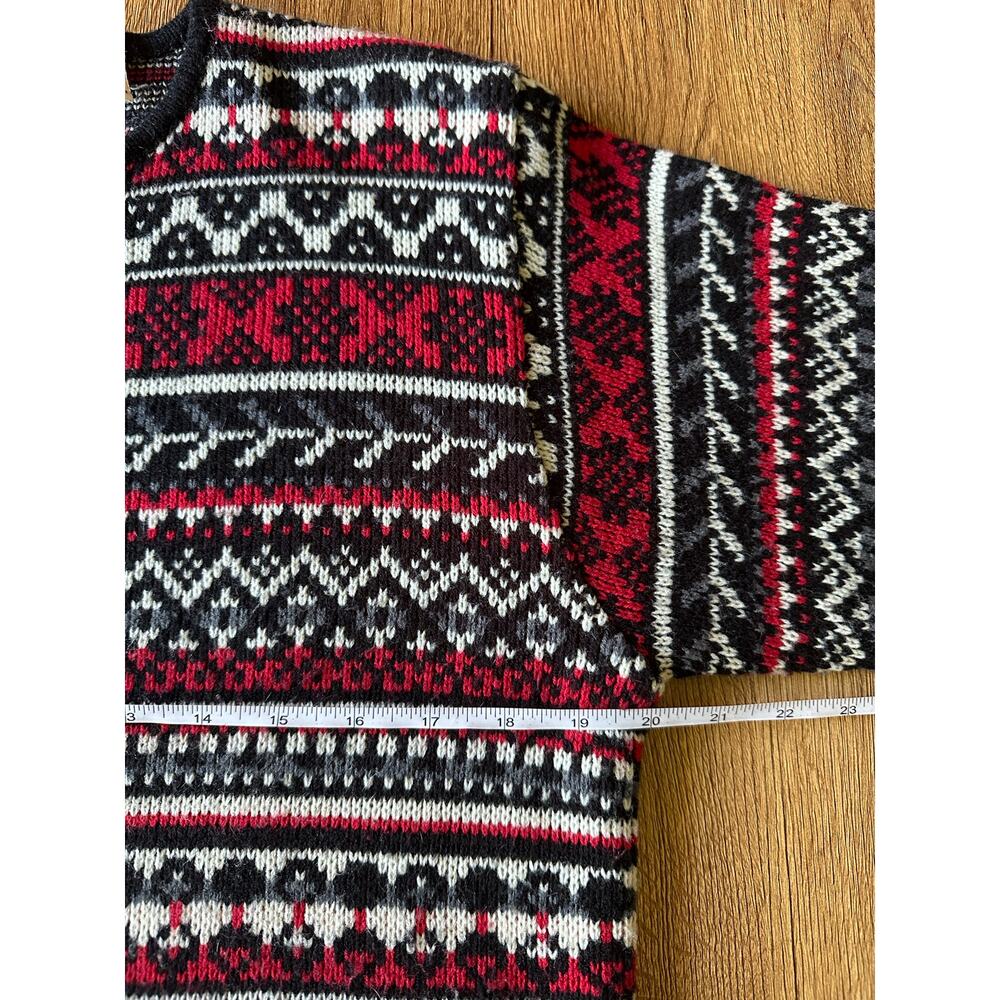 Hasting & Smith Vtg Red & White Patterned Chunky Cardigan Sweater Size S - Picture 4 of 7